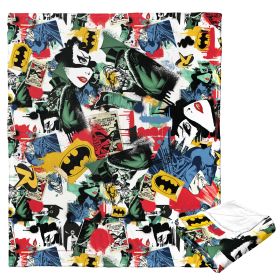 DC Comics Batman Silk Touch Throw Blanket, 50" x 60", Sticker Collage