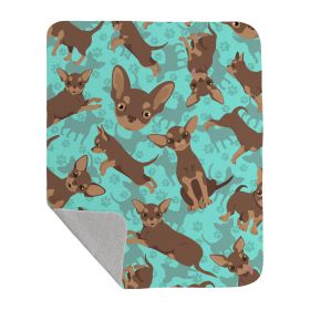 Chocolate Chihuahua Quilted Blanket 50x60 Artwork Pattern Quilted Throw Blanket for Bed, Couch, Sofa, Soft and Lightweight