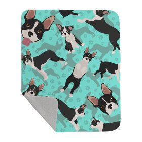 Boston Terrier Quilted Blanket 50x60 Artwork Pattern Quilted Throw Blanket for Bed, Couch, Sofa, Soft and Lightweight