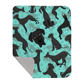 Black Great Dane Quilted Blanket 50x60 Artwork Pattern Quilted Throw Blanket for Bed, Couch, Sofa, Soft and Lightweight