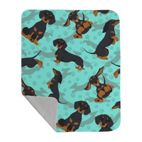 Black and Tan Dachshund Quilted Blanket 50x60 Artwork Pattern Quilted Throw Blanket for Bed, Couch, Sofa, Soft and Lightweight