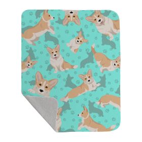 Fawn Cardigan Corgi Quilted Blanket 50x60 Artwork Pattern Quilted Throw Blanket for Bed, Couch, Sofa, Soft and Lightweight