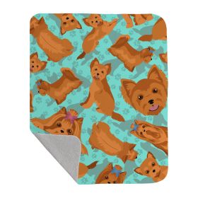 Red Yorkie Quilted Blanket 50x60 Artwork Pattern Quilted Throw Blanket for Bed, Couch, Sofa, Soft and Lightweight