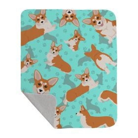 Red and White Pembroke Corgi Quilted Blanket 50x60 Artwork Pattern Quilted Throw Blanket for Bed, Couch, Sofa, Soft and Lightweight