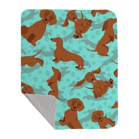 Red Dachshund Quilted Blanket 50x60 Artwork Pattern Quilted Throw Blanket for Bed, Couch, Sofa, Soft and Lightweight