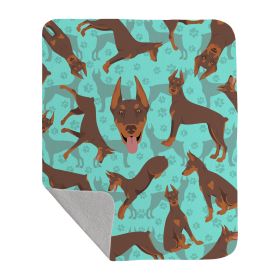 Red Doberman Pinscher Quilted Blanket 50x60 Artwork Pattern Quilted Throw Blanket for Bed, Couch, Sofa, Soft and Lightweight