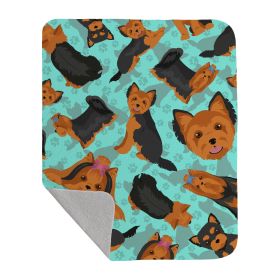 Black and Tan Yorkie Quilted Blanket 50x60 Artwork Pattern Quilted Throw Blanket for Bed, Couch, Sofa, Soft and Lightweight