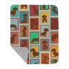 Lots of Chocolate and Tan Dachshund Quilted Blanket 50x60 Artwork Pattern Quilted Throw Blanket for Bed, Couch, Sofa, Soft and Lightweight