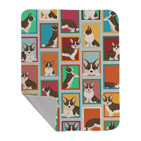 Lots of Brindle Cardigan Corgi Quilted Blanket 50x60 Artwork Pattern Quilted Throw Blanket for Bed, Couch, Sofa, Soft and Lightweight