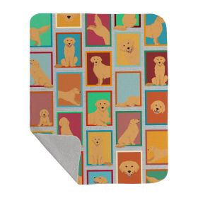 Lots of Golden Retriever Quilted Blanket 50x60 Artwork Pattern Quilted Throw Blanket for Bed, Couch, Sofa, Soft and Lightweight