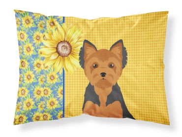 Summer Sunflowers Black and Tan Puppy Cut Yorkshire Terrier Standard Pillowcase Lightweight Super Soft Easy Care Decorative Artwork Pillowcase