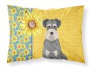 Summer Sunflowers Salt Pepper Natural Ears Schnauzer Standard Pillowcase Lightweight Super Soft Easy Care Decorative Artwork Pillowcase, Standard