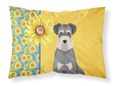 Summer Sunflowers Salt Pepper Natural Ears Schnauzer Standard Pillowcase Lightweight Super Soft Easy Care Decorative Artwork Pillowcase, Standard