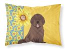 Summer Sunflowers Brown Newfoundland Standard Pillowcase Lightweight Super Soft Easy Care Decorative Artwork Pillowcase, Standard