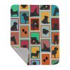 Lots of Black Pug Quilted Blanket 50x60 Artwork Pattern Quilted Throw Blanket for Bed, Couch, Sofa, Soft and Lightweight