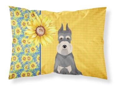 Summer Sunflowers Salt Pepper Schnauzer Standard Pillowcase Lightweight Super Soft Easy Care Decorative Artwork Pillowcase, Standard