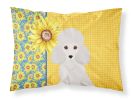 Summer Sunflowers Toy White Poodle Standard Pillowcase Lightweight Super Soft Easy Care Decorative Artwork Pillowcase, Standard