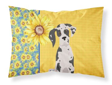 Summer Sunflowers Harlequin Great Dane Standard Pillowcase Lightweight Super Soft Easy Care Decorative Artwork Pillowcase, Standard