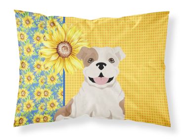 Summer Sunflowers Piebald English Bulldog Standard Pillowcase Lightweight Super Soft Easy Care Decorative Artwork Pillowcase, Standard