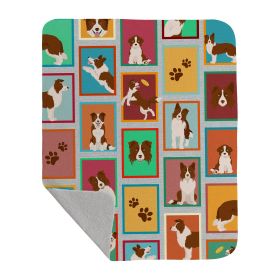 Lots of Red Border Collie Quilted Blanket 50x60 Artwork Pattern Quilted Throw Blanket for Bed, Couch, Sofa, Soft and Lightweight