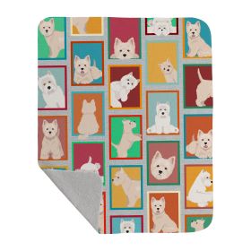 Lots of Westie Quilted Blanket 50x60 Artwork Pattern Quilted Throw Blanket for Bed, Couch, Sofa, Soft and Lightweight