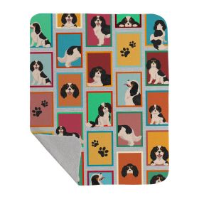 Lots of Tricolor Cavalier Spaniel Quilted Blanket 50x60 Artwork Pattern Quilted Throw Blanket for Bed, Couch, Sofa, Soft and Lightweight