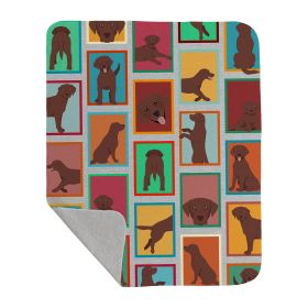 Lots of Chocolate Labrador Retriever Quilted Blanket 50x60 Artwork Pattern Quilted Throw Blanket for Bed, Couch, Sofa, Soft and Lightweight