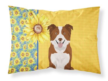 Summer Sunflowers Red and White Border Collie Standard Pillowcase Lightweight Super Soft Easy Care Decorative Artwork Pillowcase, Standard