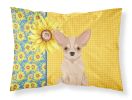 Summer Sunflowers Fawn and White Chihuahua Standard Pillowcase Lightweight Super Soft Easy Care Decorative Artwork Pillowcase, Standard