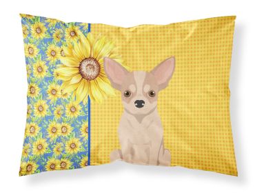 Summer Sunflowers Fawn and White Chihuahua Standard Pillowcase Lightweight Super Soft Easy Care Decorative Artwork Pillowcase, Standard