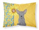 Summer Sunflowers Blue Chihuahua Standard Pillowcase Lightweight Super Soft Easy Care Decorative Artwork Pillowcase, Standard