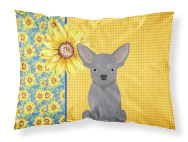 Summer Sunflowers Blue Chihuahua Standard Pillowcase Lightweight Super Soft Easy Care Decorative Artwork Pillowcase, Standard