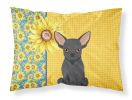 Summer Sunflowers Black Chihuahua Standard Pillowcase Lightweight Super Soft Easy Care Decorative Artwork Pillowcase, Standard