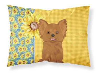 Summer Sunflowers Longhaired Red Chihuahua Standard Pillowcase Lightweight Super Soft Easy Care Decorative Artwork Pillowcase, Standard