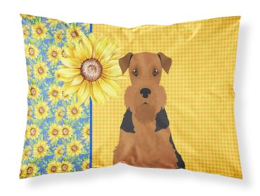 Summer Sunflowers Black and Tan Airedale Terrier Standard Pillowcase Lightweight Super Soft Easy Care Decorative Artwork Pillowcase, Standard