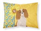 Summer Sunflowers Blenheim Cavalier Spaniel Standard Pillowcase Lightweight Super Soft Easy Care Decorative Artwork Pillowcase, Standard