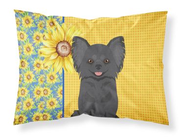 Summer Sunflowers Longhaired Black Chihuahua Standard Pillowcase Lightweight Super Soft Easy Care Decorative Artwork Pillowcase, Standard