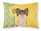 Summer Sunflowers Longhaired Black and Red Chihuahua Standard Pillowcase Lightweight Super Soft Easy Care Decorative Artwork Pillowcase, Standard