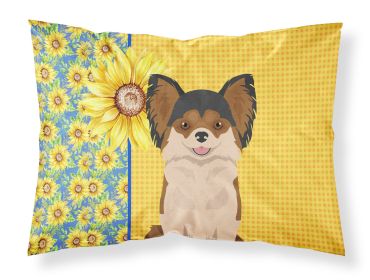 Summer Sunflowers Longhaired Black and Red Chihuahua Standard Pillowcase Lightweight Super Soft Easy Care Decorative Artwork Pillowcase, Standard