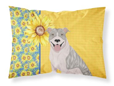 Summer Sunflowers Blue Brindle Pit Bull Terrier Standard Pillowcase Lightweight Super Soft Easy Care Decorative Artwork Pillowcase, Standard