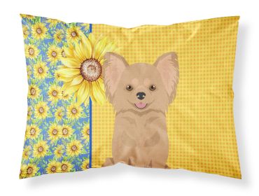 Summer Sunflowers Longhaired Gold Chihuahua Standard Pillowcase Lightweight Super Soft Easy Care Decorative Artwork Pillowcase, Standard