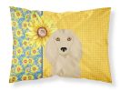 Summer Sunflowers Longhair Cream Dachshund Standard Pillowcase Lightweight Super Soft Easy Care Decorative Artwork Pillowcase, Standard