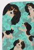 Tricolor Cavalier Spaniel Quilted Blanket 50x60 Artwork Pattern Quilted Throw Blanket for Bed, Couch, Sofa, Soft and Lightweight