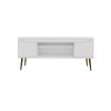 Manhattan Comfort Bradley 62.99 TV Stand White with 2 Media Shelves and 2 Storage Shelves in White with Solid Wood Legs