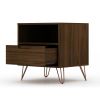 Manhattan Comfort Rockefeller 1.0 Mid-Century- Modern Nightstand with 1-Drawer in Brown