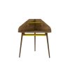 Manhattan Comfort Bradley Corner Desk with Keyboard Shelf in Rustic Brown and Yellow