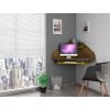 Manhattan Comfort Bradley Corner Desk with Keyboard Shelf in Rustic Brown and Yellow