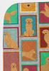 Lots of Golden Retriever Quilted Blanket 50x60 Artwork Pattern Quilted Throw Blanket for Bed, Couch, Sofa, Soft and Lightweight